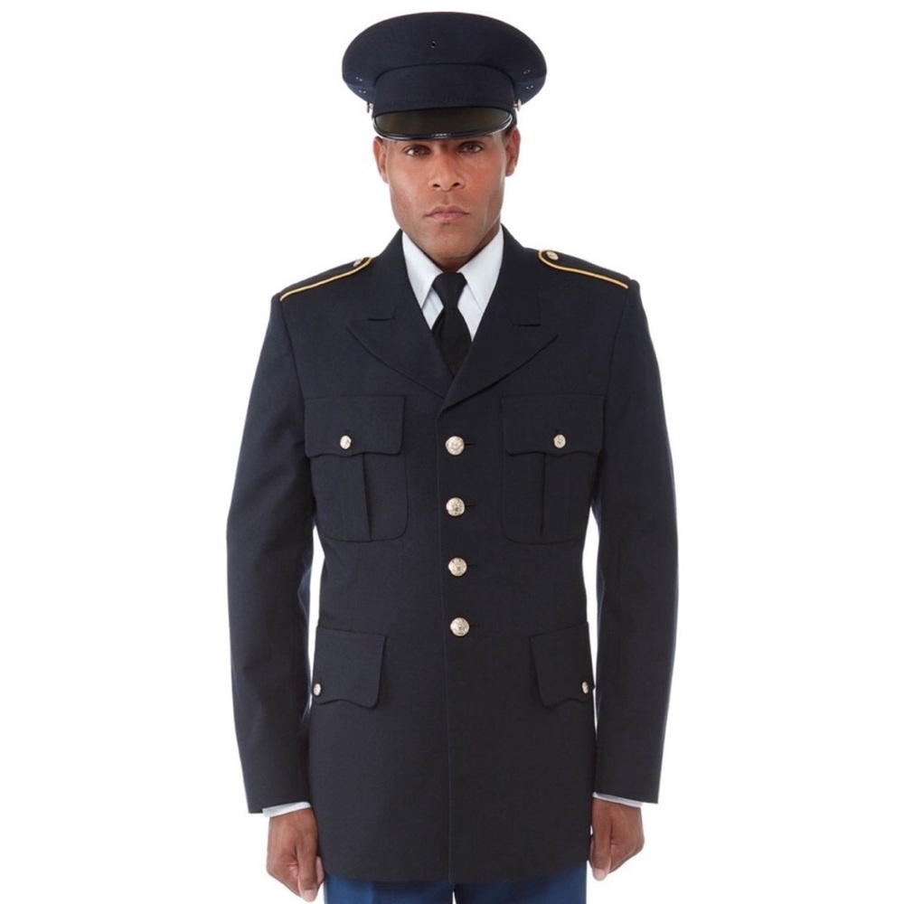 US Army Service Uniform ASU Dress Blue Coat Jacket Military Enlisted Tunic 38L
